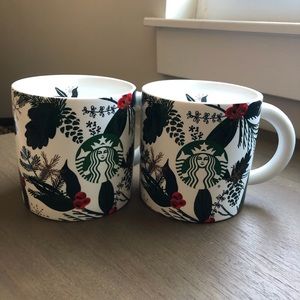 Starbucks Christmas Holiday Coffee Mug Pair New